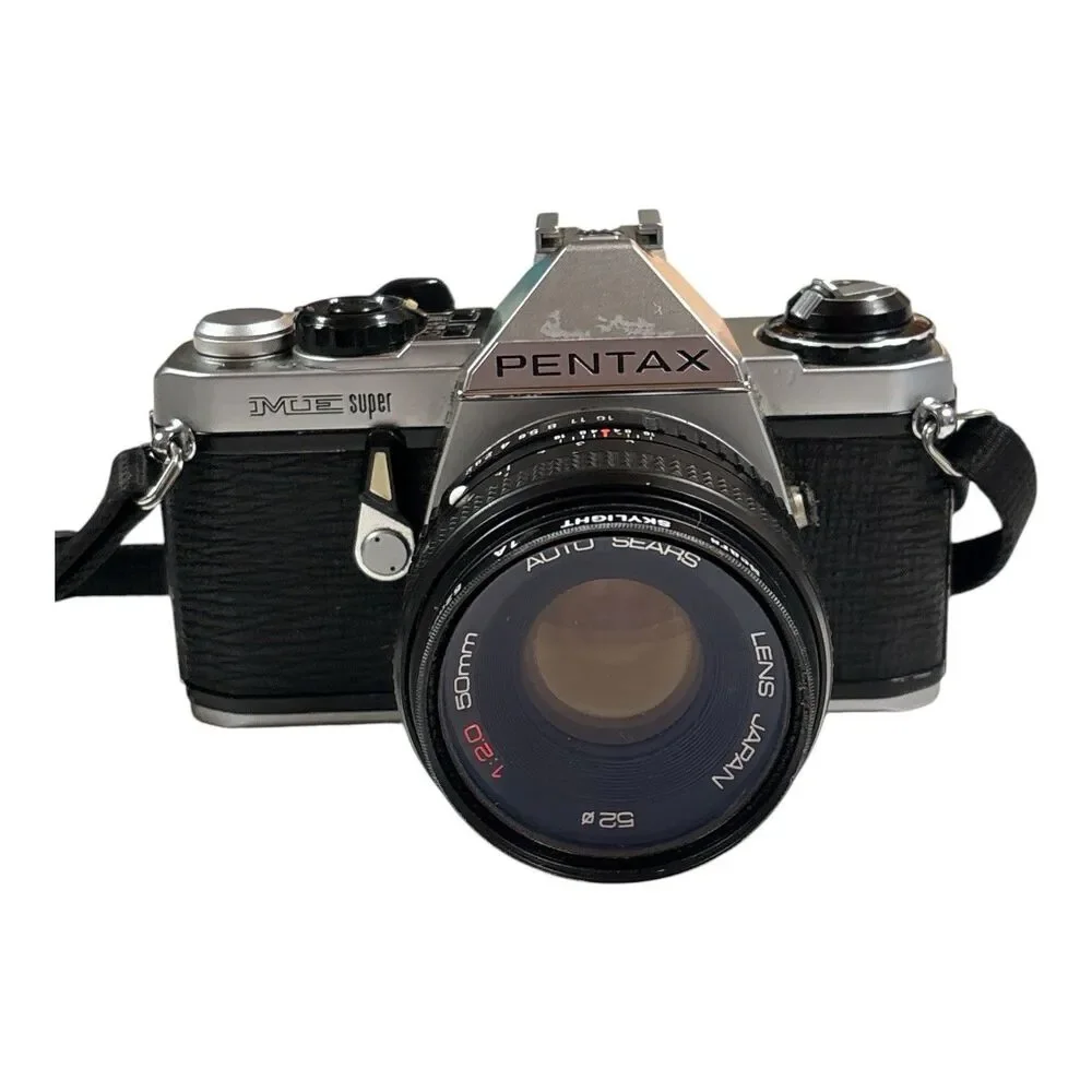 Pentax MX Black 35mm SLR Film Camera W/ 2.8 Telephoto Lens Pentax K Mount & Case
